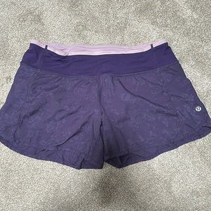 Purple two-tone lululemon run times shorts size 8